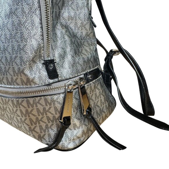 MICHAEL Michael Kors Metallic Signature Rhea Zip Backpack Silver main image 7